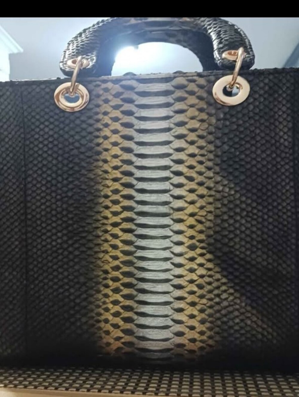 Luxury Black and Gold Genuine Python Skin Genuine Leather Interior
